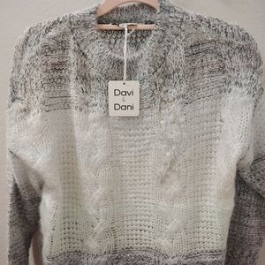 Davi & Dani Women's Knit Sweater in Gray and White